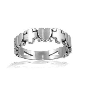 925 Sterling Silver Wide Heart Cross Ring Unisex